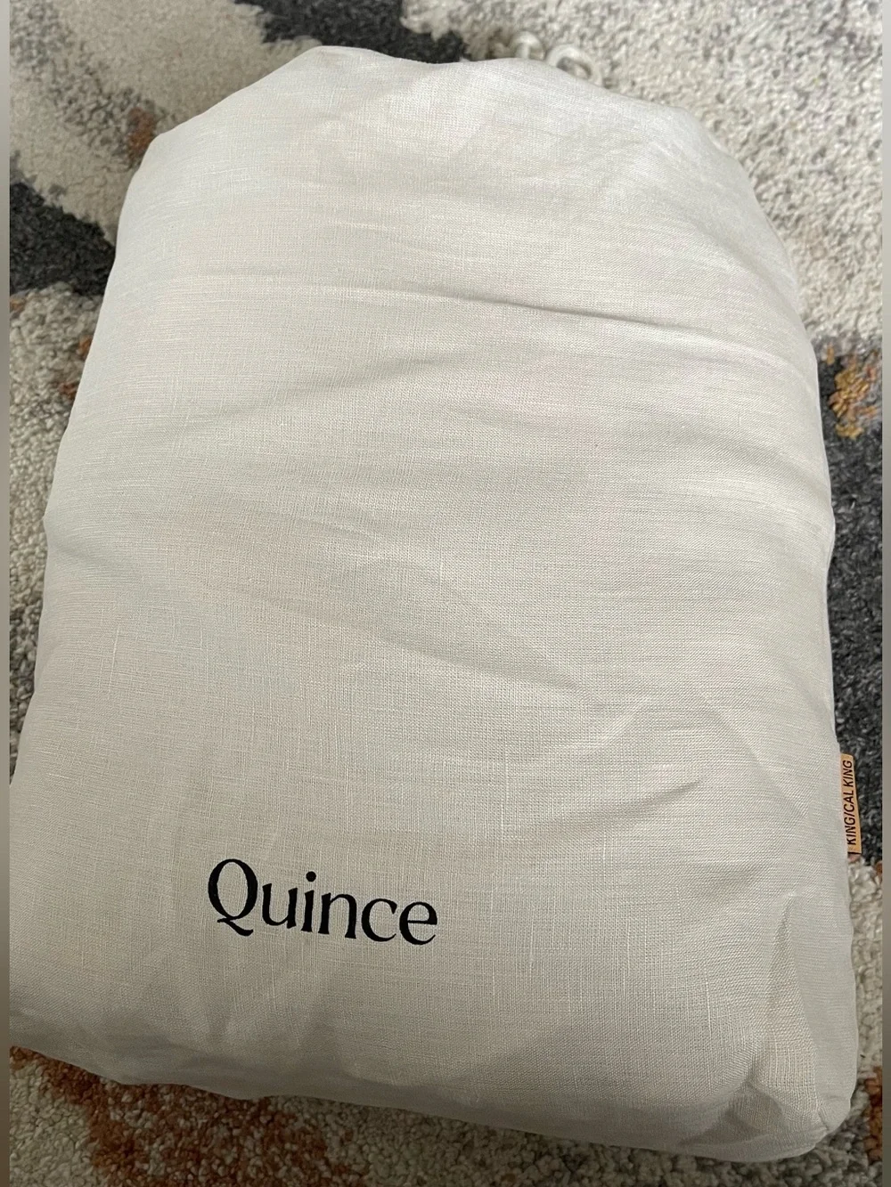 NWOT Quince European Linen 1 Piece Duvet Cover, King/Cal King (Sand)